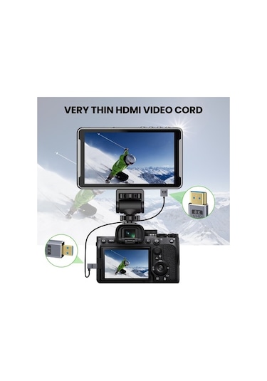 Novahub 60cm Koaksiyel Mikro Hdmı - Kablo Tekniği İle Hdmı 8k Uhd 48gbps Video Bağlantı Kablosu, Stil: Düz Kafa