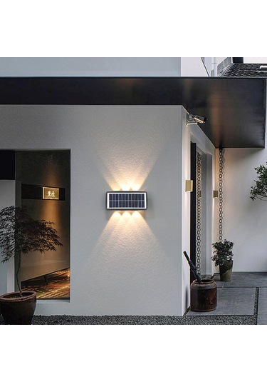 Mufunye Güneş Enerjili Dış Mekan Duvar Lambası - Ip65 Su Geçirmez Bahçe Villa Dekoratif Aydınlatma 6 Kafa Sıcak Işık Diğer