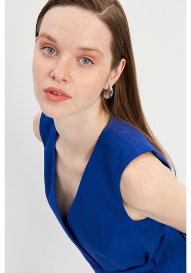 Stella Pulvis Mavi Krep Mini Etek Mavi