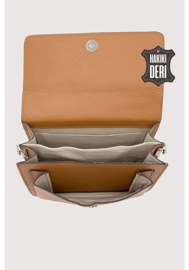 Hakiki Deri Kadın El Çantası Taba Smr9022 Taba