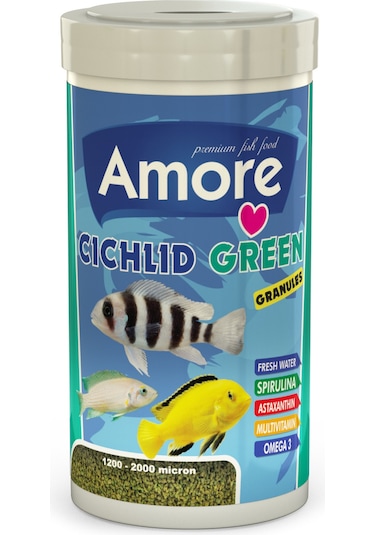 Cichlid Green Algae Granules 250ml Spirulina Bitkisel Balık Yemi