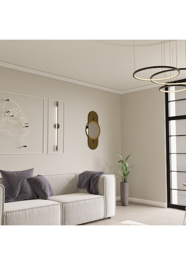 Dekoratif Lüks Pleksi Aynalı Ahşap Duvar Süsü Siyah - Gold