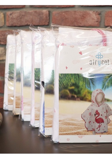 Airycot Flamingo Desenli Çocuk Havlu Panço Beyaz