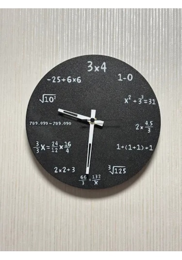 Matematik Denklemli Duvar Saati - Siyah Modern Okul Ve Ofis Hediyesi