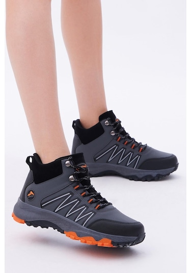 Rahat Kalıp Kalın Taban Zigzag Desenli Bağcıklı Unisex Füme Oranj Bot Tbals005 Füme Oranj