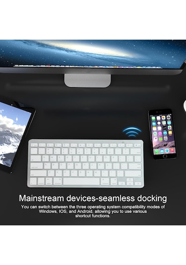 K09 Ultrathin 78 Tuşlu Bluetooth 3.0 Kızılötesi Klavye Beyaz