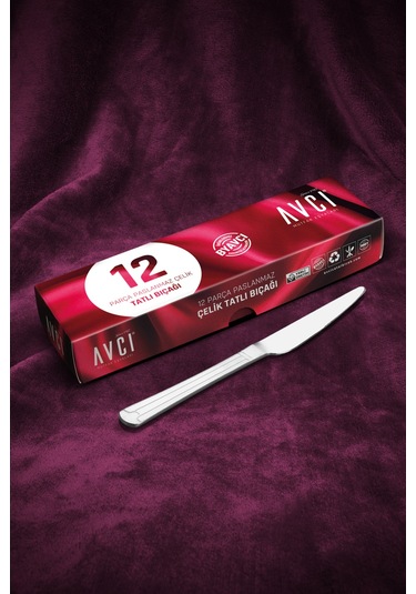 Avcı Yakamoz 12 Adet Tatlı Bıçağı Gümüş