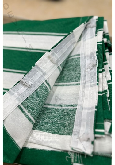 Balkon Perdesi 1,sınıf Gabardin Kumaş Lüks Perde Yeşil - Beyaz