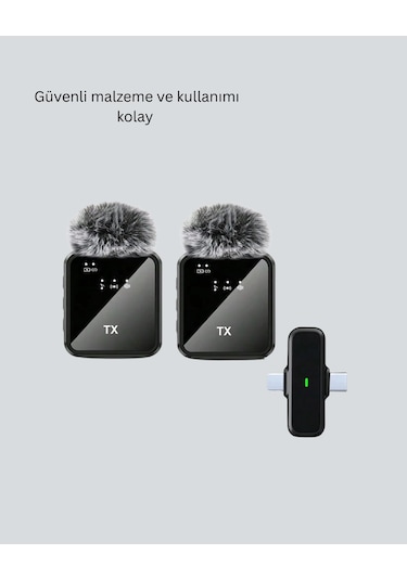 2in1 Kablosuz Yaka Mikrofonu İos Ve Android Uyumlu