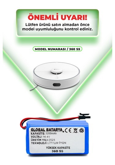 360 S5 Uyumlu Batarya 3200mah Li-ion Pil Yüksek Kapasite