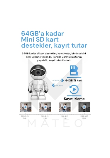 Otomatik Izleme Akıllı Robot Izleme Kamerası Kablosuz Wifi Ev Uza