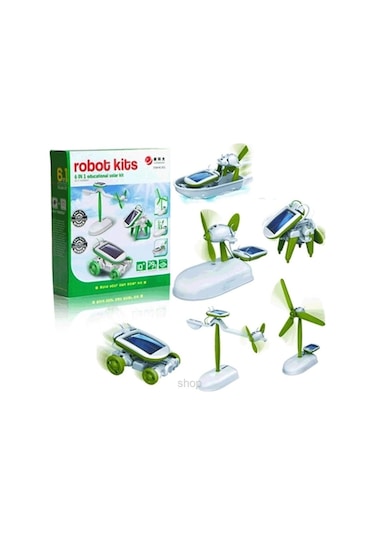 Güneş Enerjili Robot Oluşturma Seti 6 İn 1 Çok Renkli