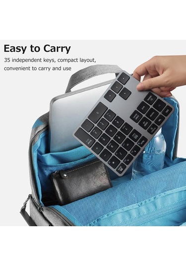 Springsun 35 Tuşlu Kablosuz Sayı Klavyesi: 2.4g+bluetooth Çift Mod, Alüminyum Kasa, 300mah Şarj Edilebilir Pil, Muhasebe Ve Finans İçin Siyah Diğer