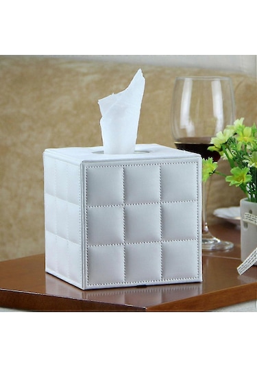 Kare Mendil Kutusu Tutucu Dekoratif Deri Mendil Kutusu Tutucu Modern Mendil Kutusu Banyo Lavabo Tezgahı İçin