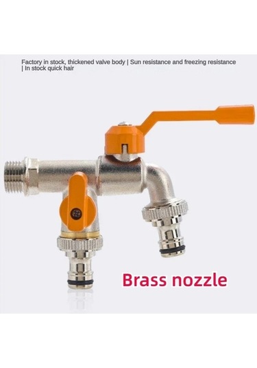 Bosphorusboutique02 Çift Su Musluk Adaptörü 1/2 1, Duvara Monte Pirinç Musluk, Bahçe Ve Ev Kullanımı 1