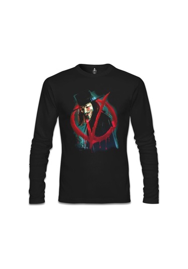 V For Vendetta - Give Him A Mask Siyah Erkek Sweatshirt