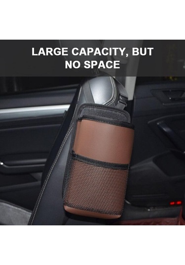Kahverengi Seametal Araba Koltuğu Yan Saklama Çantası İç Oto Koltukları Yan Organizatör Su Bardağı Tutucu Aksesuarları