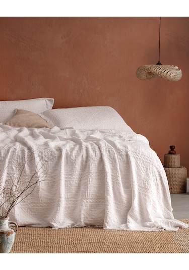 Madame Coco Ethnique King Kişilik Yatak Örtüsü 8682116984003 Beyaz