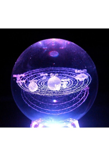 Işıklı Cam Küre Güneş Sistemi Saat Pilli