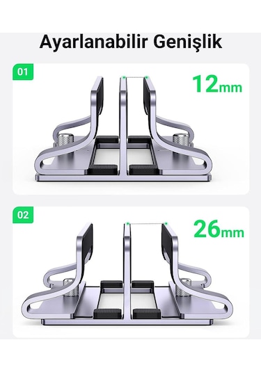 Ugreen Masaüstü Alüminyum Çift Yuvalı Dikey Notebook Macbook Laptop Standı