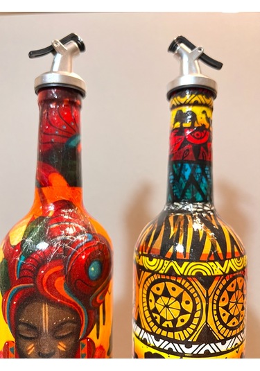 Asya Kabile Kültürlerinden İlham Alan Etnik Motiflerle El Yapımı Yağdanlık, Sosluk, Sirkelik Seti-mu Turuncu