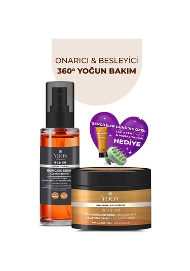 Yoon Vegan Onarıcı Saç Maskesi 250 ML + Durulanmayan Saç Serumu 100 ML