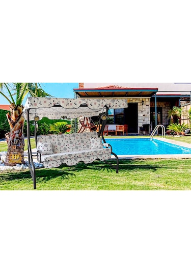 Viphomeconcept 3 Kişilik Süngersiz Bahçe Salıncak Minderi Kılıfı Çapa Beyaz