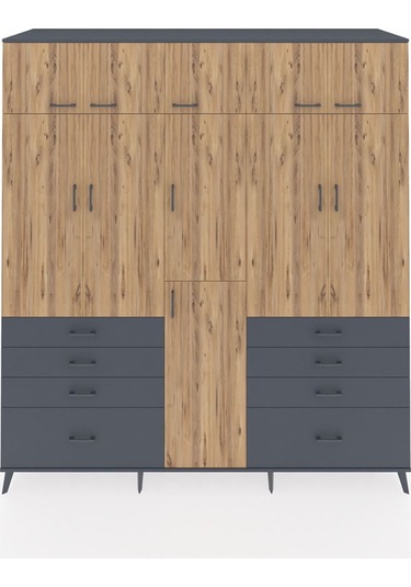 Kronos Dolap 8 Raflı 8 Çekmeceli 3 Askılı 220x59x243 Antrasit-çam/antrasit Atlas Çam/antrasıt Kronos Dolap 8 Raflı 8 Çekmeceli 3 Askılı 220x59x243 Antrasit-çam/antrasit Atlas Çam/antrasıt