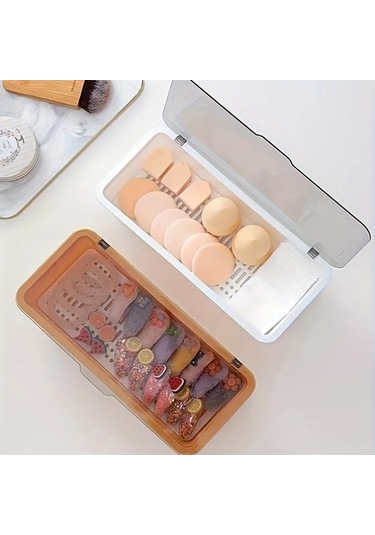 Sunshine011 İki Büyük Kapasiteli Transparan Kahverengi Makyal Fırçası Saklama Kutusu Şeffaf Kahverengi