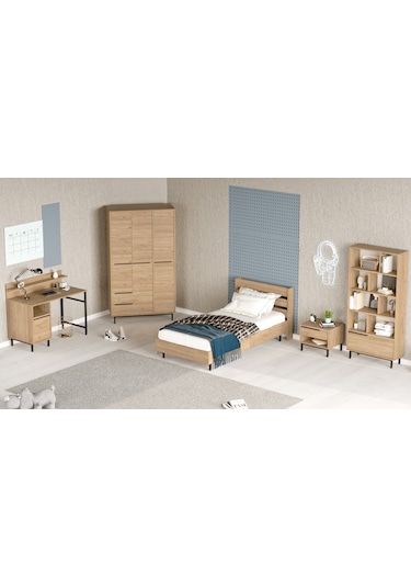 Robin Home Lidya Genç Odası Takımı 5'li Set Sepet Kahverengi