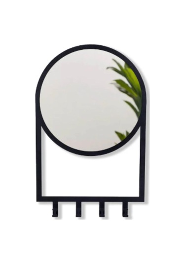 Metal Askılı Dekoratif Duvar Aynası Siyah