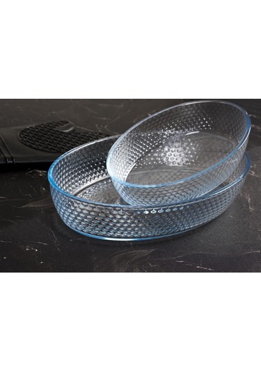 Broart Büyük Optık Desenlı Oval Tepsi