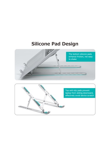 Lemestar Alüminyum Notebook Tutucu: 7 Seviyeli Yükseklik Ayarlı, Fırlatılabilir, Soğutucu Fonksiyonlu Bilgisayar Yükseltme Tutucu Gümüş