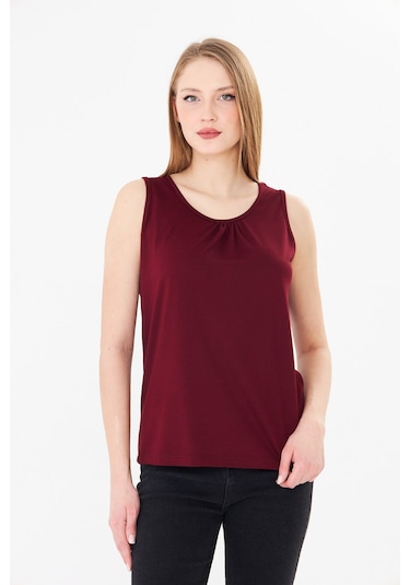 Sortie Collection Geniş Omuzlu Büzgülü Atlet Bordo