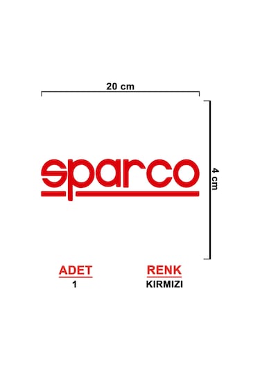 Sparco Sticker - Oto Sticker - Araba Sticker - Araç Sticker - Cam Sticker - 20cm X 4cm - Kırmızı