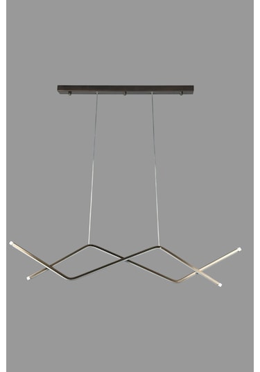 Utku Modern Tasarım Bronz Renk Yemek Masası Üstü - Mutfak - Salon Beyaz Led 2 Li Avize Bronz