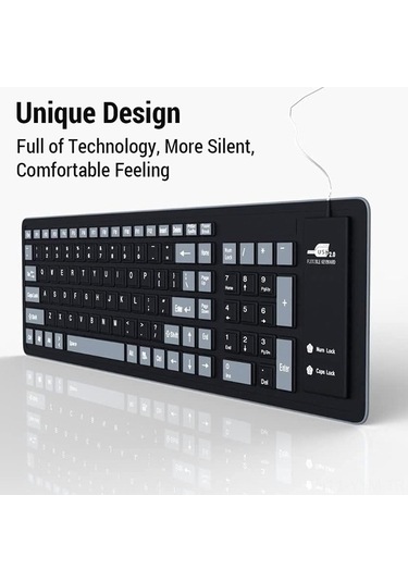 Dancemonkey Taşınabilir Klavye - Sessiz, Su Geçirmez, 103 Tuşlu, Siyah, Usb, Laptop/pc İçin