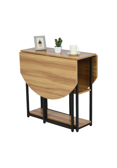 Nona Siyah Metal Açık Kahverengi Katlanır Yemek Masası