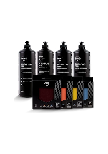 Nasiol-SET 13-Clearub (105,305,505,705) Çizik Giderici Polisaj Pastası (4kg) ve Polisaj Süngeri (4Adt) Seti
