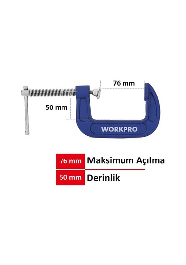 Workpro Wp232018 75mm G Tipi İşkence Fr Wp232018