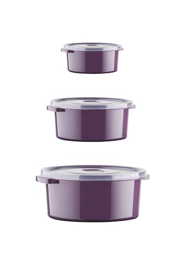 Nandy Home Mikrodalga ve Difrizde Kullanılabilen Saklama Kabı Seti Yuvarlak 24'lü Mürdüm