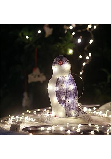 Ximistore9 Işıklandırmalı Penguen Bahçe Süsü - Akrilik 3'lü Set, Düğme Pilli, Suya Dayanıklı, İç Ve Dış Mekan Kullanımı Sarı