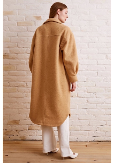 Never More Uzun Bürümcük Kaban Bej