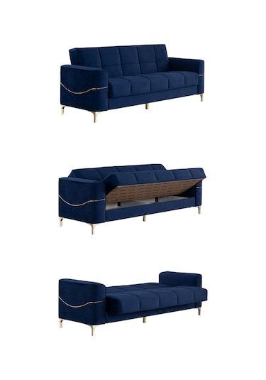 Kilim Mobilya Vogel 3 Kişilik Yüksek Ayaklı Koltuk - Kanepe Lacivert