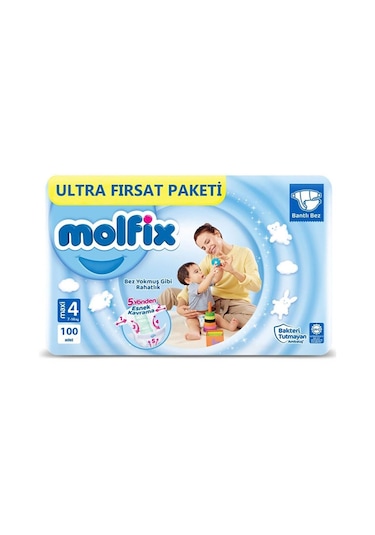 Molfix Bebek Bezi Ultra Fırsat Paketi Maxi 4 Numara 2 x 100 Adet 2'li