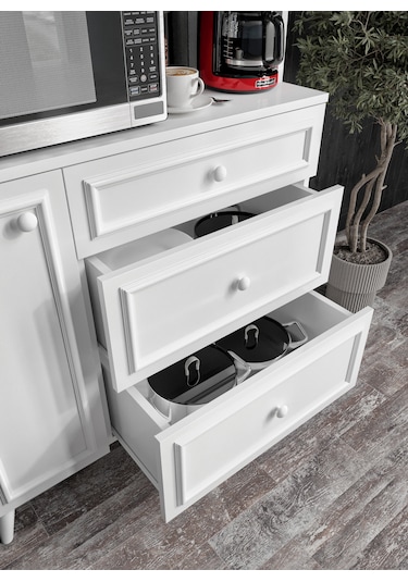 Stella Country Kahve Köşesi Beyaz-meşe 90cm, Erzak Dolabı, Kiler