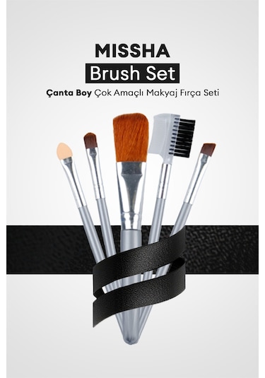 Çanta Boy Çok Amaçlı Makyaj Fırça Seti Brush Set Gray 5adet 49267396