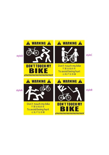 Stil A-1pc Bisikletime Dokunmayın Bisiklet Uyarı Çıkarılabilir Etiket Yansıtıcı Macun Mtb Su Geçirmez Dekoratif Bisiklet Aksesuarları 4 Türleri Sarı - Siyah