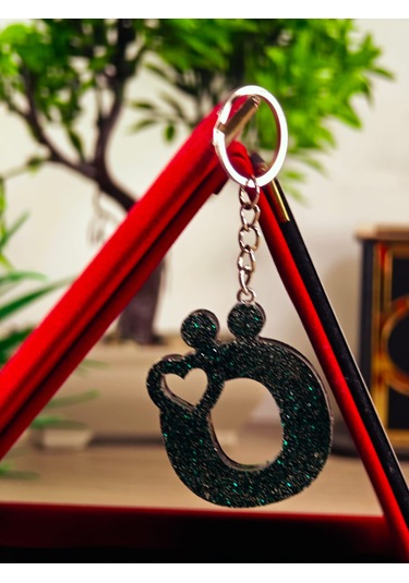 Harfli Anahtarlık Epoksi Kişiye Özel Yapım El Yapımı Harf Anahtarlık Kalp Model Özel Tasarım Hediyelik Ürün Kalp Desenli Simli Anahtarlık Bej