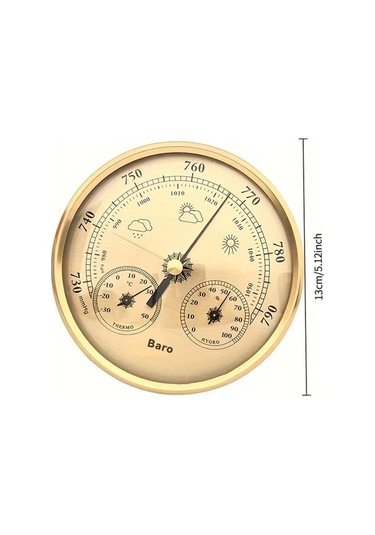 Honeybeeshop Altın Çok Fonksiyonlu Hava İstasyonu Sıcaklık Nem Barometre Dedektörü Elektriksiz Çalışma Odası Ofis Uygun